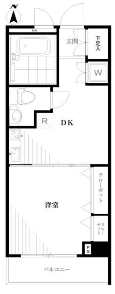 コーポラス華苑(1DK/3階)の間取り写真