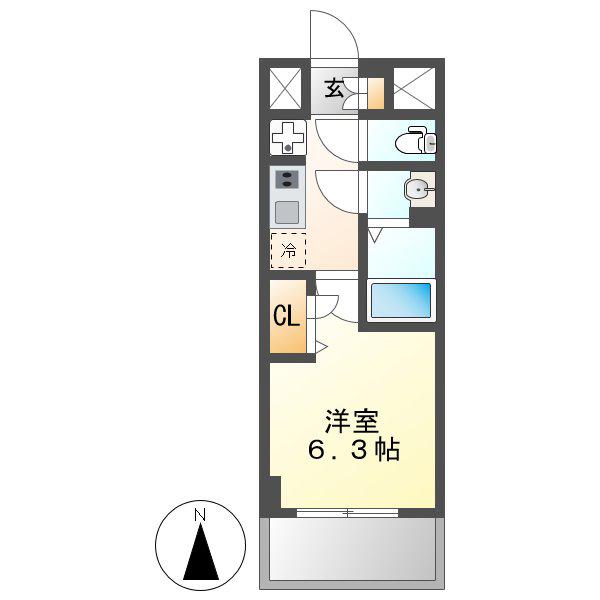 プレサンス名古屋幅下ファビュラス(1K/10階)の間取り写真