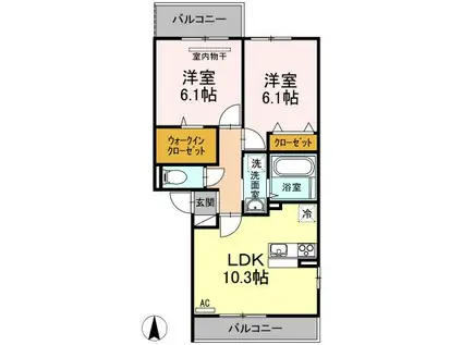 ポルト白石 A棟(2LDK/2階)の間取り写真