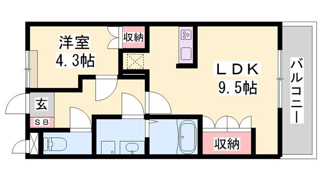 フローリィ・パルク・ヴィーブル(1LDK/2階)の間取り写真