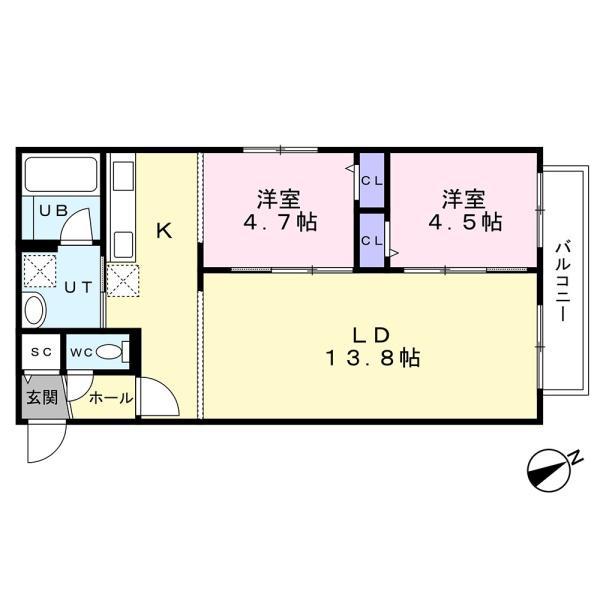 センチュリー信濃(2LDK/1階)の間取り写真