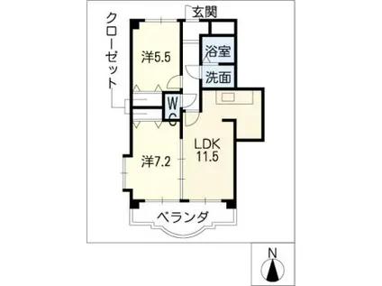 プレンティホーム杉の本(2LDK/3階)の間取り写真