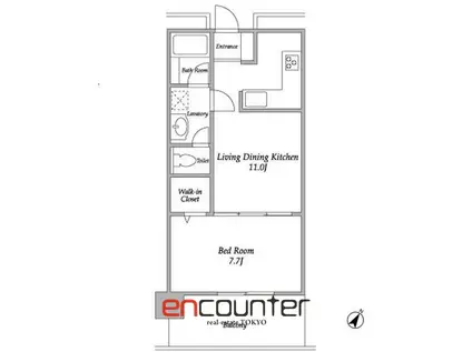 プラザタワー勝どき(1LDK/19階)の間取り写真