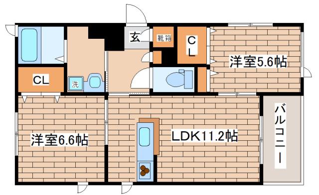 シャーメゾン篠原中町(2LDK/3階)の間取り写真