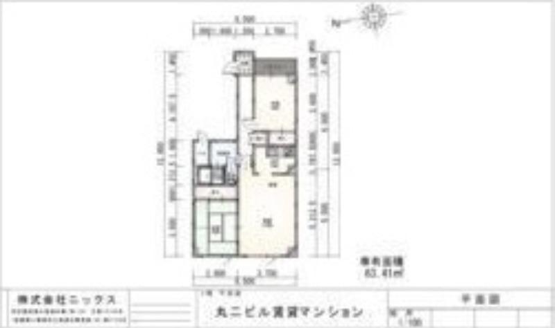 丸二ビル(2LDK/3階)の間取り写真