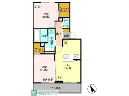 コーポスカイH(2LDK/3階)の間取り写真