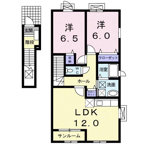 ベル・フローラさくら(2LDK/2階)の間取り写真