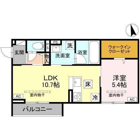 エルミネット(1LDK/1階)の間取り写真