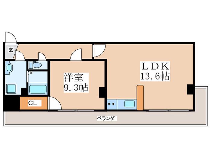 メゾン柿の木(1LDK/2階)の間取り写真