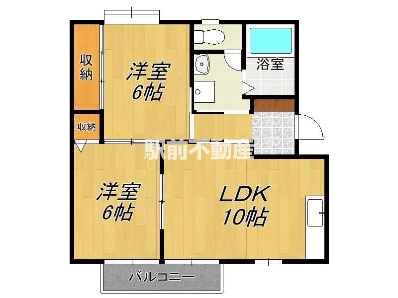 グレースコート上峰A(2LDK/2階)の間取り写真