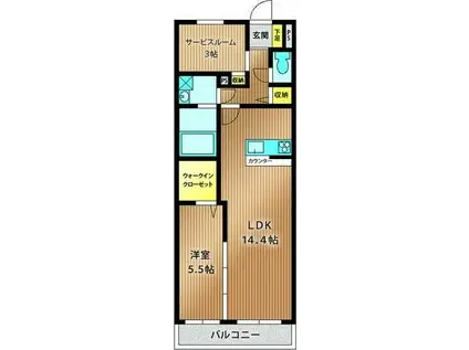 アセント富士見(1SLDK/2階)の間取り写真