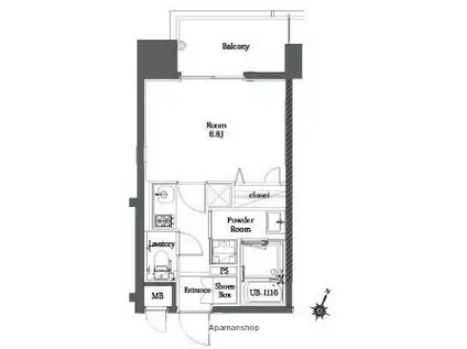 新品きマンション美野島16(1K/12階)の間取り写真