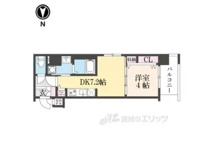 ベラジオ雅び京都西院Ⅱ(1DK/5階)の間取り写真