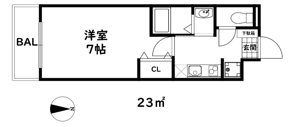 アイル青木(1K/2階)の間取り写真
