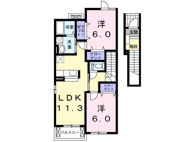 ヴィラフレイズ(2LDK/2階)の間取り写真