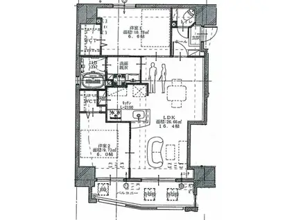 BAUHAUS国泰寺NO.25(2LDK/3階)の間取り写真