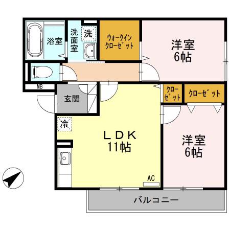 ビラ ルフト(2LDK/3階)の間取り写真
