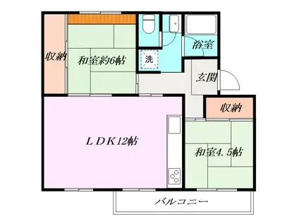 如意谷15号棟(2LDK/3階)の間取り写真