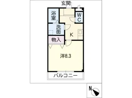 ラフィネ神領(1K/2階)の間取り写真