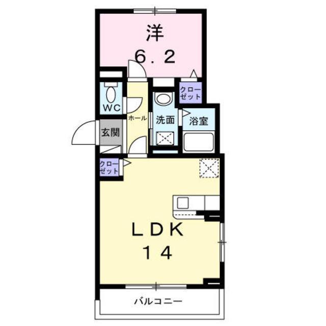 プラシード(1LDK/1階)の間取り写真