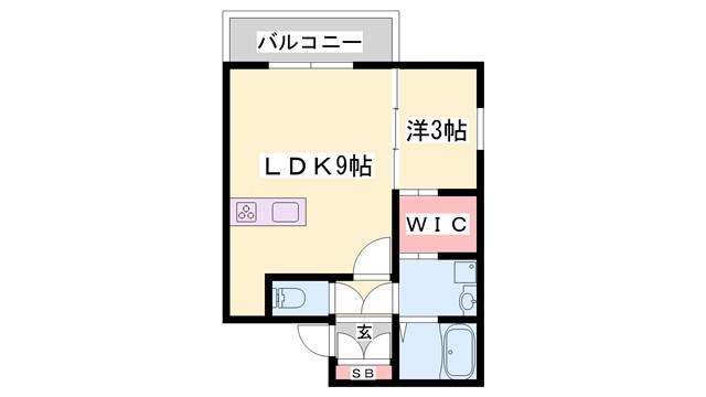 パロス明石ウエスト(1LDK/3階)の間取り写真