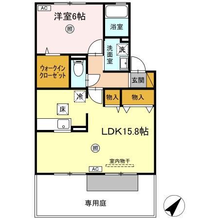 バニュルスI(1LDK/1階)の間取り写真