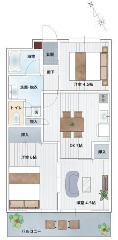BAUHAUS EKIKITA NO.31(3DK/2階)の間取り写真