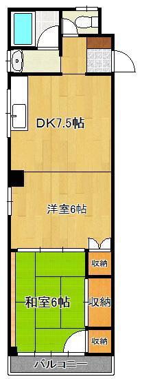 天野ビル 中間(2DK/3階)の間取り写真