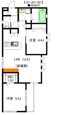 小松舎II(2LDK/1階)の間取り写真