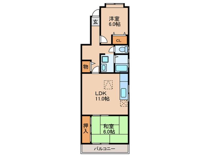 豊ハイツ(2LDK/1階)の間取り写真