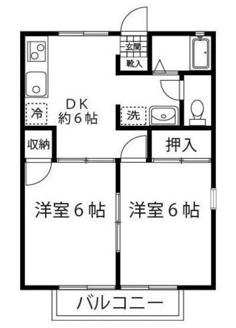エクセルハイム(2DK/1階)の間取り写真