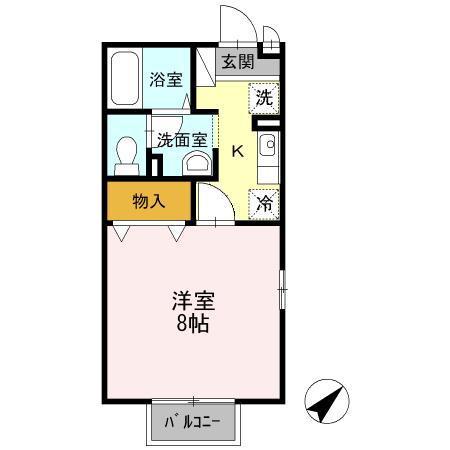 エクセル三城(1K/2階)の間取り写真