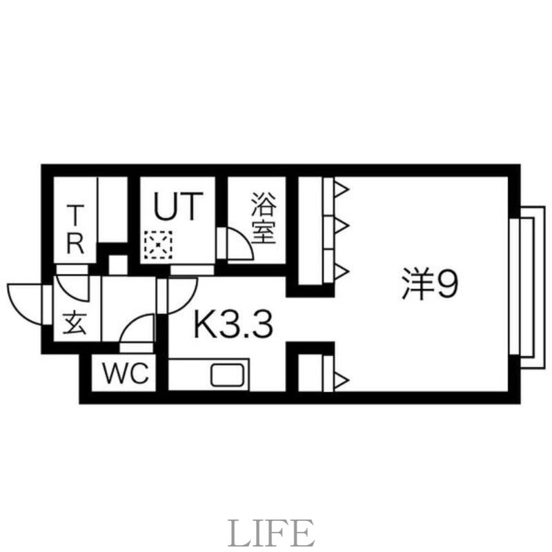 リベラハイツ大谷地(1K/2階)の間取り写真