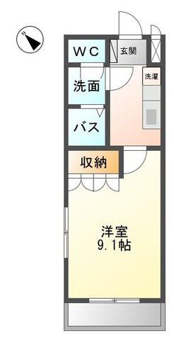 グリーンヒルズハイツ桶狭間(1K/2階)の間取り写真