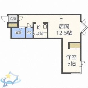 アーブ円山(1LDK/2階)の間取り写真