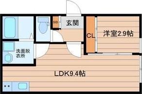 ウェルスビスタ連坊(1LDK/2階)の間取り写真