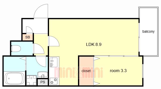 ジーメゾン明石魚住フェリシア(1LDK/3階)の間取り写真