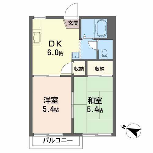 ハイツベルストーン(2DK/2階)の間取り写真