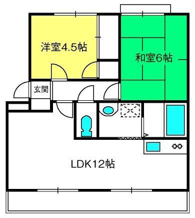 SUNハイツ A棟(2LDK/2階)の間取り写真
