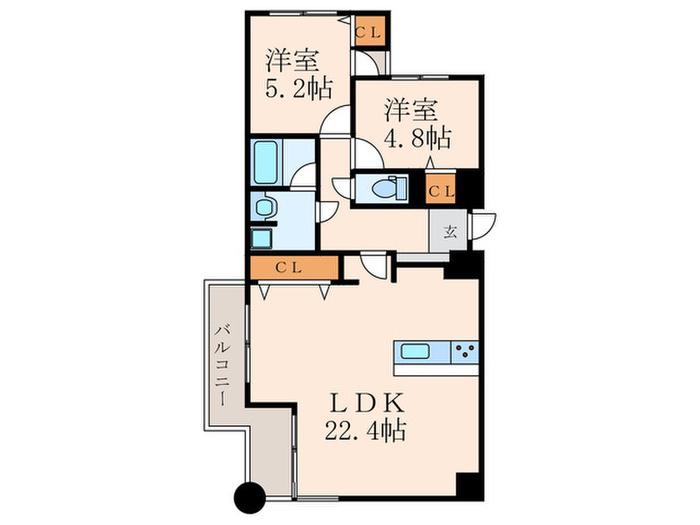 イマージュアークヒルズ黒崎西(2LDK/8階)の間取り写真