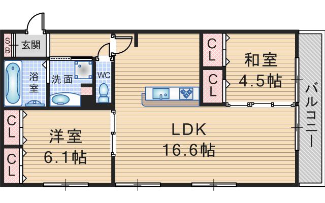 ファミーユ(2LDK/2階)の間取り写真
