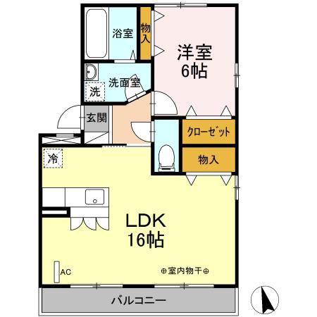 リビングタウン八木田(1LDK/3階)の間取り写真