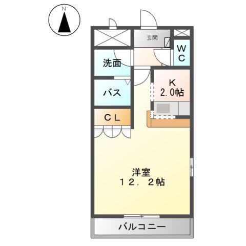 クレア フィオーレ(1K/2階)の間取り写真