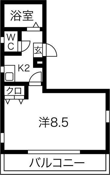 ベルクレスト八事(1K/4階)の間取り写真
