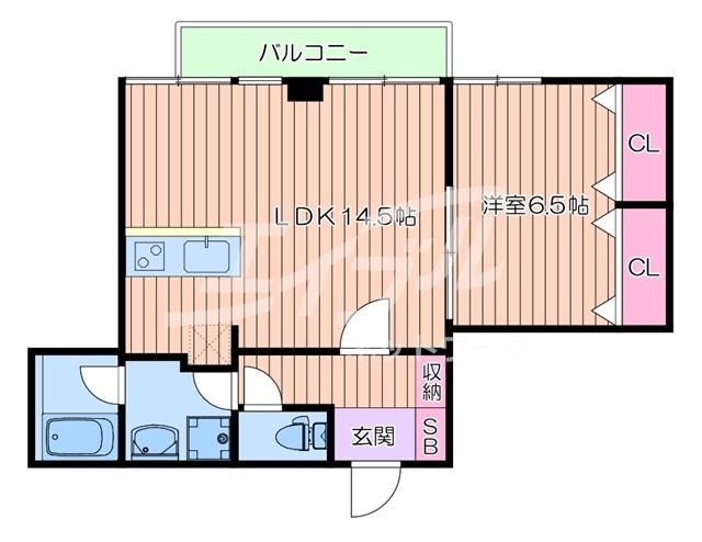 アスール江坂3RD(1LDK/15階)の間取り写真