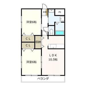ヴィラ長良(2LDK/1階)の間取り写真