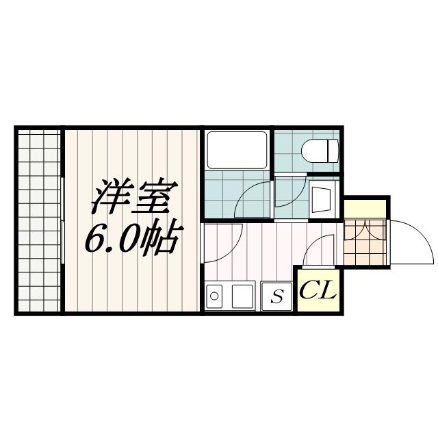 エスパル汐見(1K/2階)の間取り写真