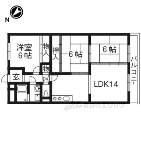 宇治大久保コープ(3LDK/5階)の間取り写真