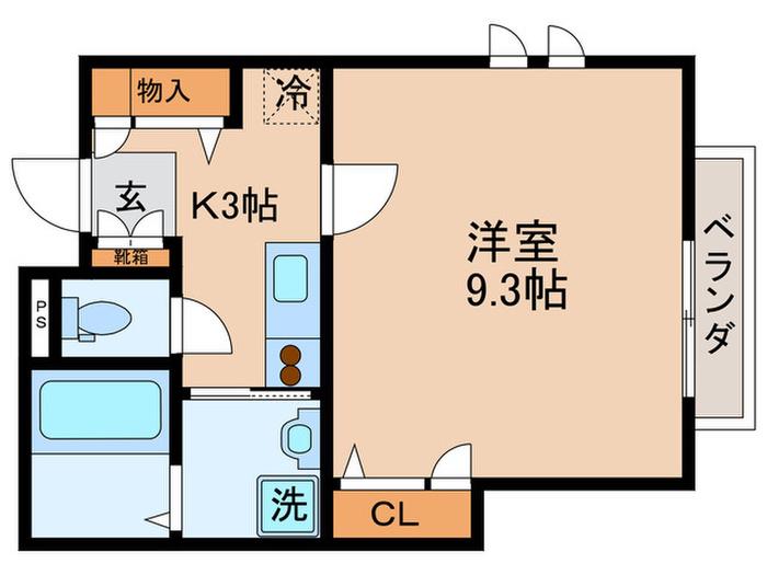サザンテラス(1K/2階)の間取り写真