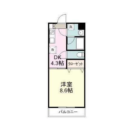 ハイブリッジ(1DK/3階)の間取り写真